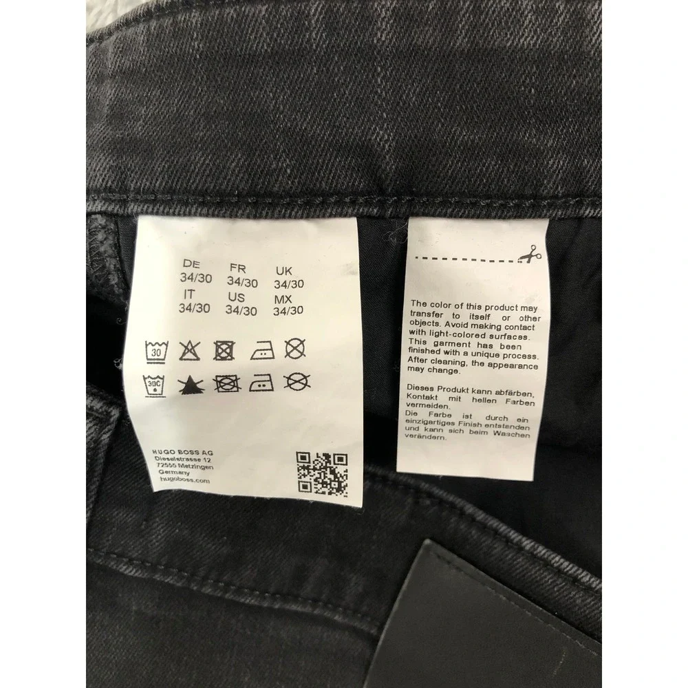 Hugo Boss Jeans Men 34x30 Black Stretch Slim Fit Denim